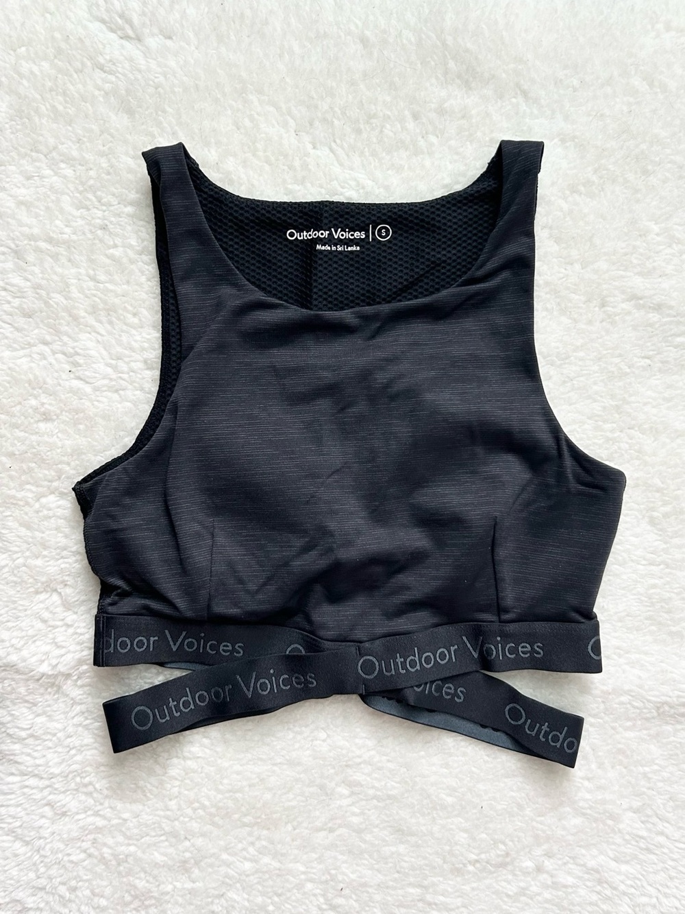 Outdoor Voices Black Logo Crop Tank